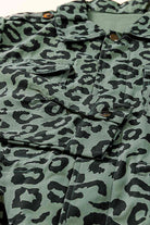 Dim Gray Double Take Leopard Drawstring Waist Jacket with Pockets Trends