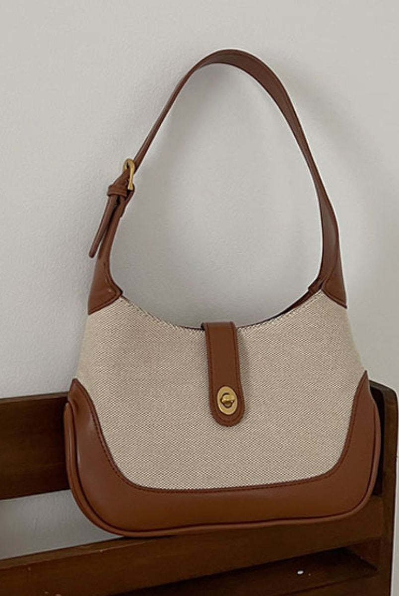Dark Gray Adored Contrast Canvas Shoulder Bag Handbags