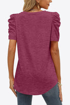 Sienna V-Neck Puff Sleeve Tee Tops