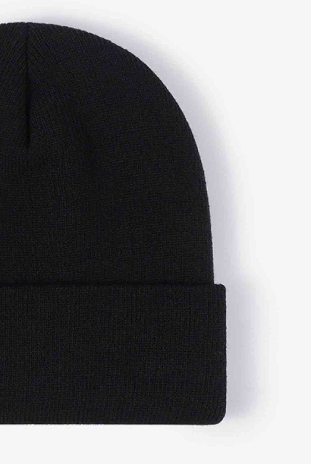 Black Cuff Knit Beanie Winter Accessories