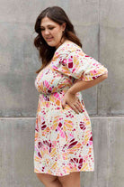 Rosy Brown ODDI Full Size Floral Print Mini Dress Clothing