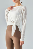 Light Gray Dedication Breeds Results Round Neck Slit Sheer Tunic Sports Top Shirts & Tops