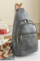 Dark Gray It's Your Time PU Leather Sling Bag Handbags