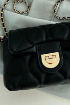 Black PU Leather Adjustable Chain Crossbody Bag Handbags