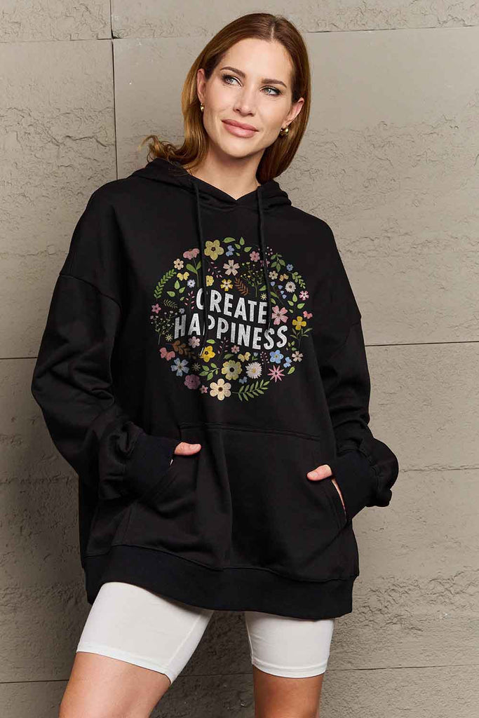Rosy Brown Simply Love Simply Love Full Size CREATE HAPPINESS Graphic Hoodie Sweatshirts