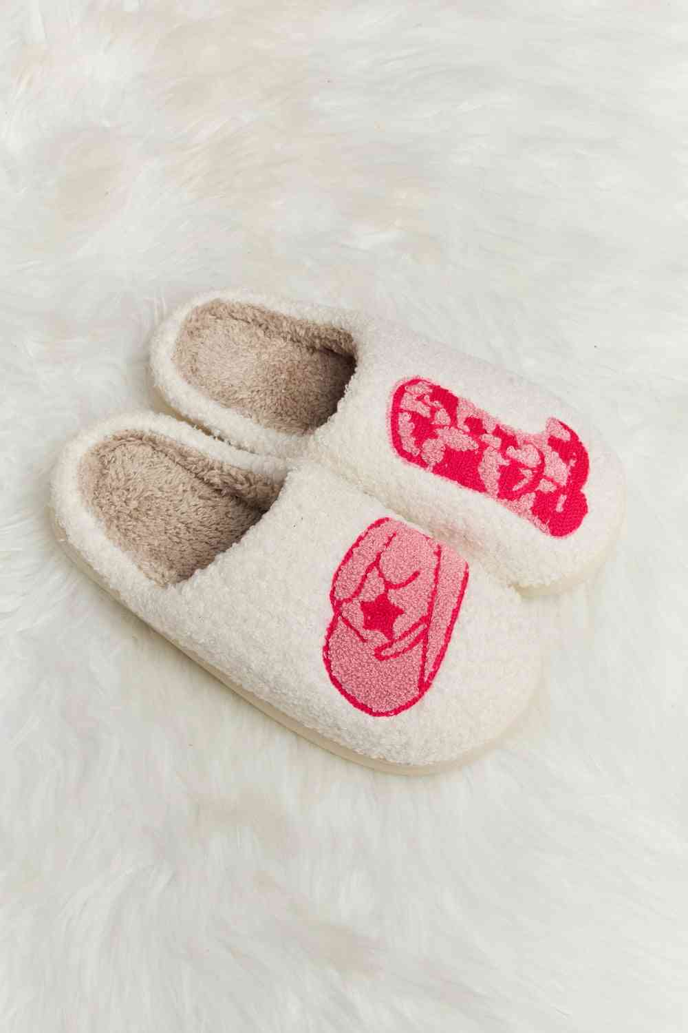 Light Gray Melody Printed Plush Slide Slippers Gifts