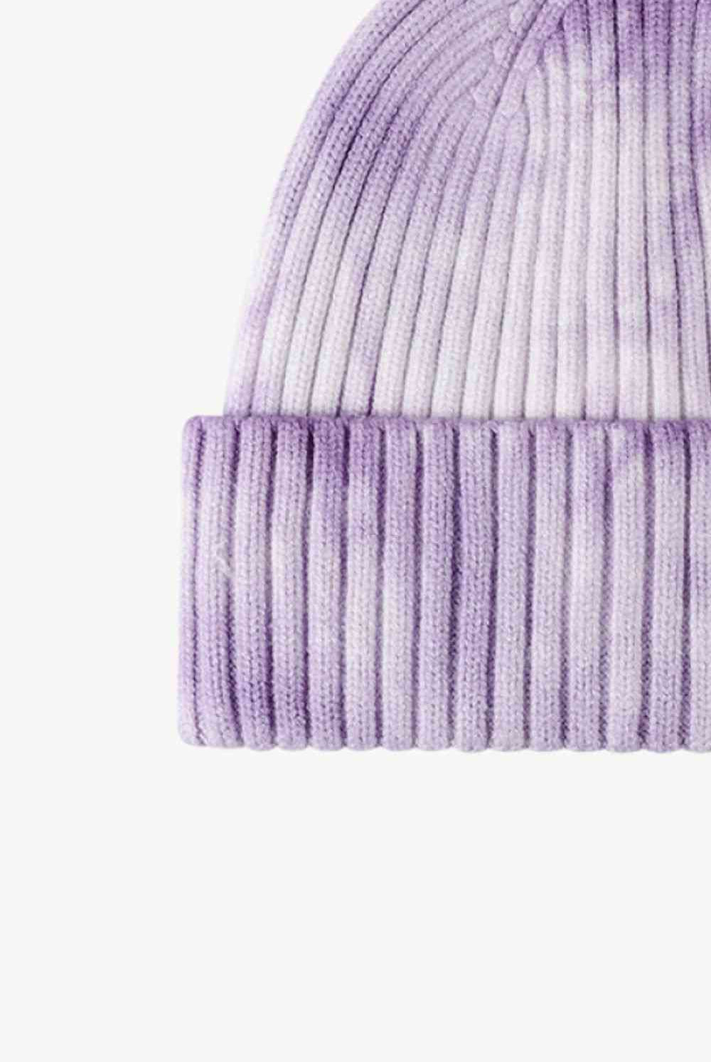 Lavender Tie-Dye Ribbed Cuffed Beanie Winter Accessories