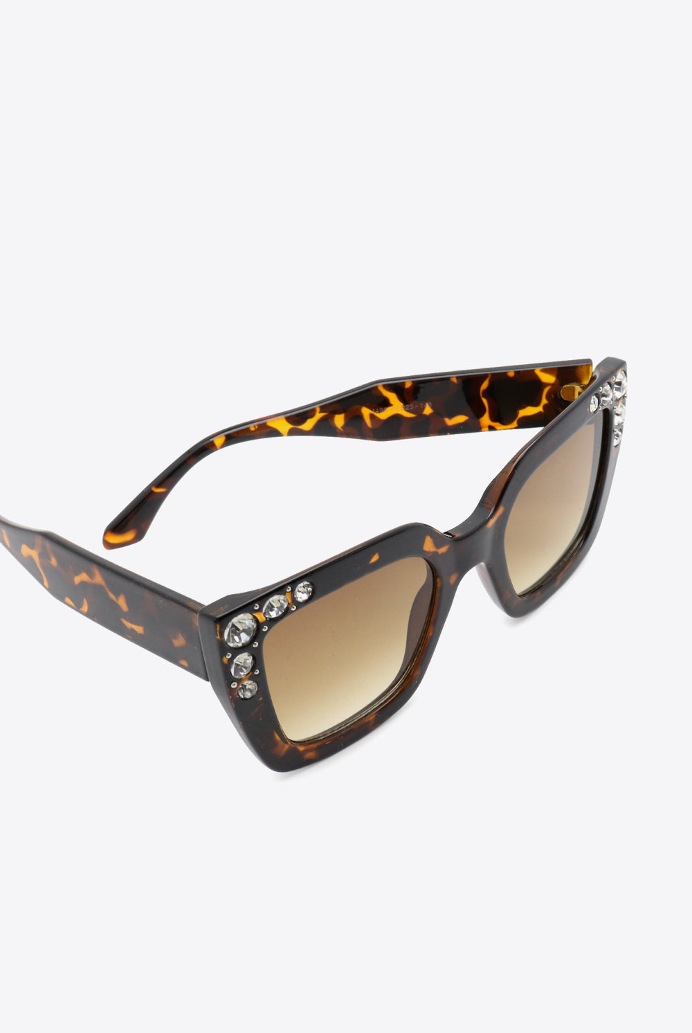 White Smoke Inlaid Rhinestone Polycarbonate Sunglasses Sunglasses