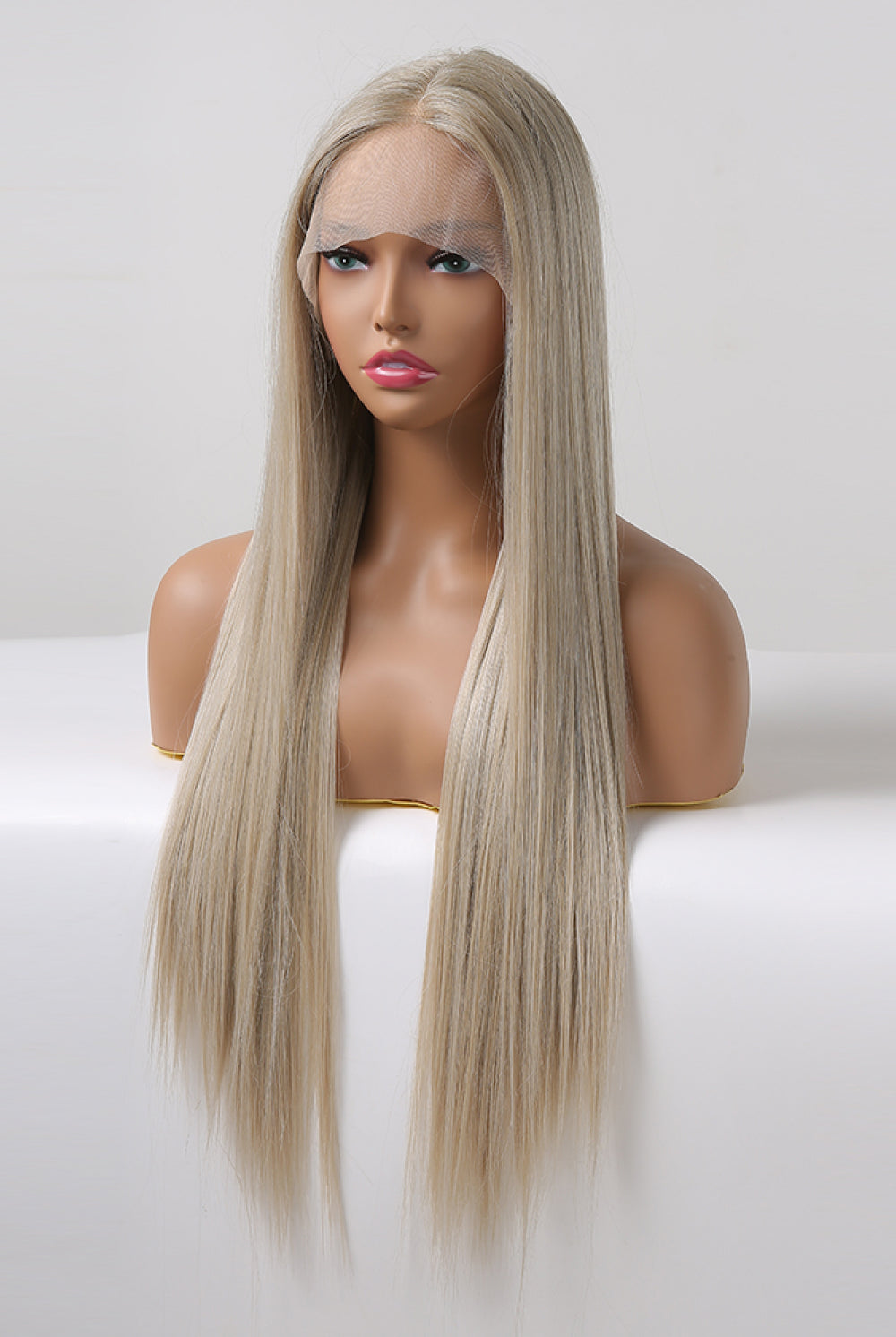 Gray Senorita 13*2" Lace Front Wigs Synthetic Long Straight 27" 150% Density- Ash Blonde Wigs