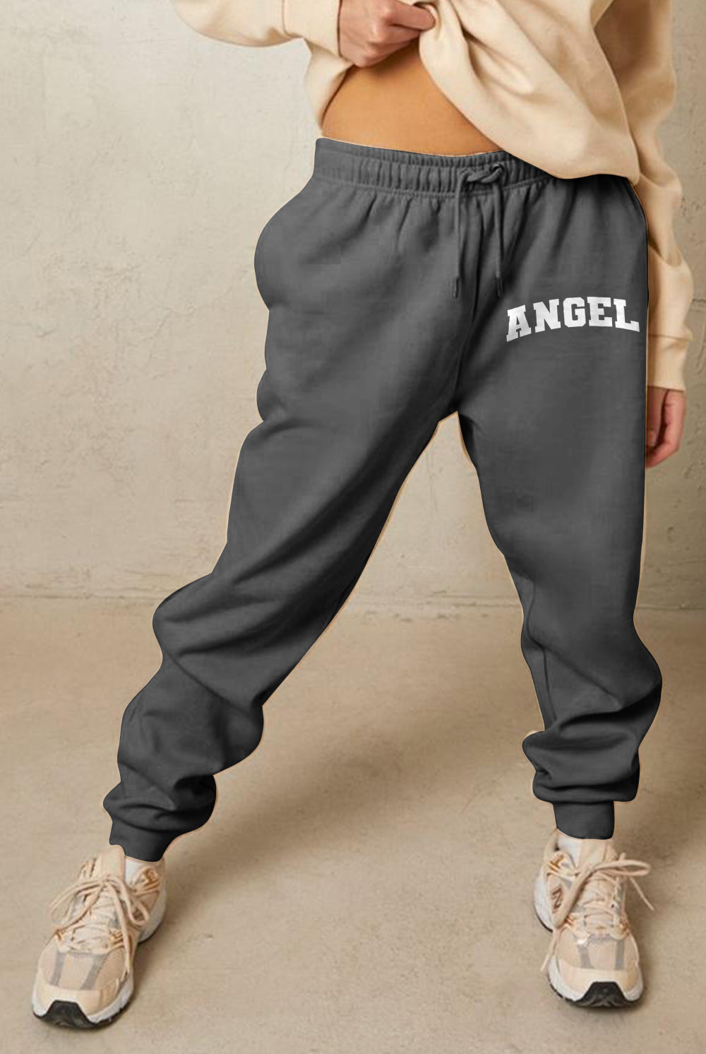 Rosy Brown Simply Love Simply Love Full Size Drawstring Angel Graphic Long Sweatpants Sweatpants