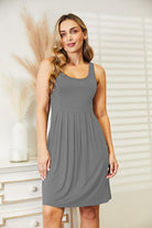 Light Gray Ninexis Full Size Round Neck Sleeveless Dress Plus Size Clothes