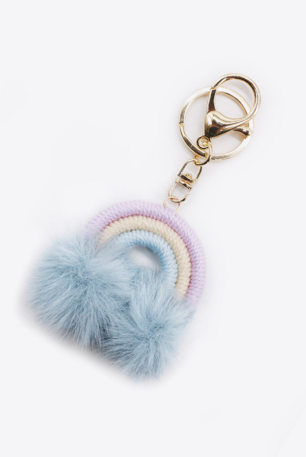 Lavender Assorted 4-Pack Rainbow Pom Pom Keychain Key Chains