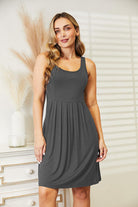 Light Gray Ninexis Full Size Round Neck Sleeveless Dress Plus Size Clothes