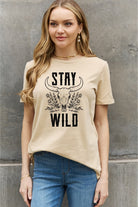 Light Slate Gray Simply Love Full Size STAY WILD Graphic Cotton Tee Tops