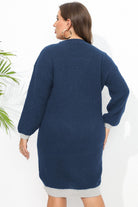 Dark Slate Gray Plus Size Long Sleeve Sweater Dress Clothing