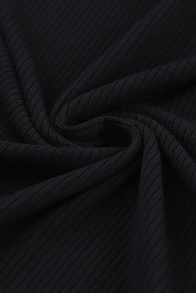 Black Round Neck Semi-Sheer Sleeve Blouse Clothing