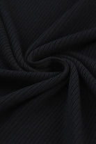 Black Round Neck Semi-Sheer Sleeve Blouse Clothing
