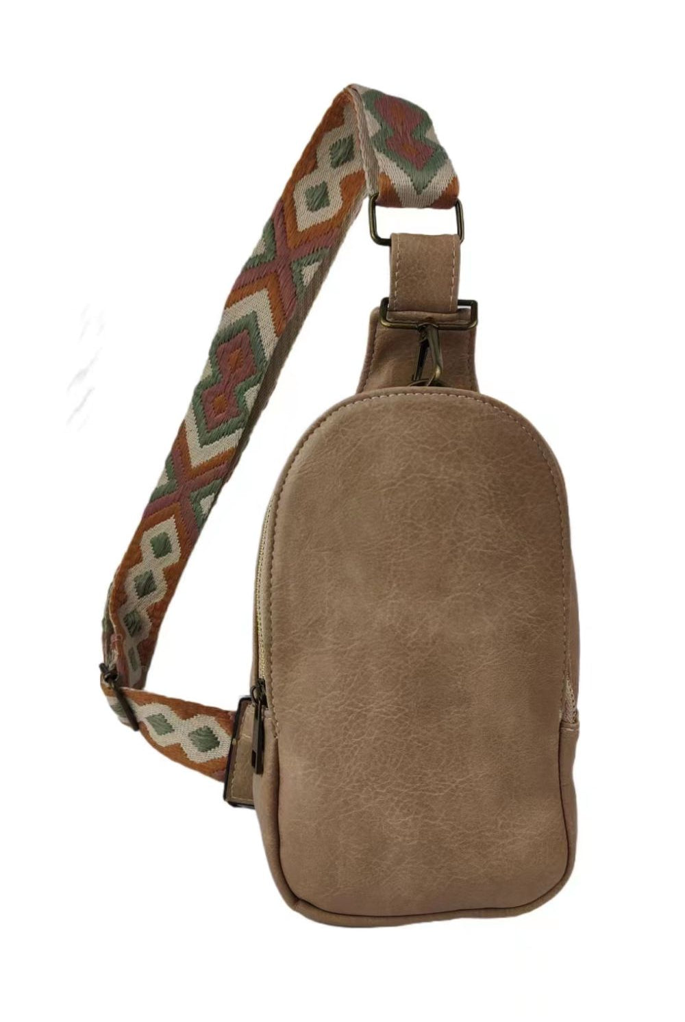 Dim Gray Random Pattern Adjustable Strap PU Leather Sling Bag Handbags
