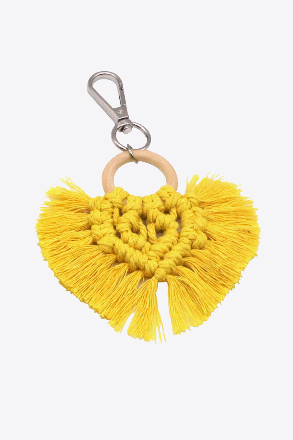 Goldenrod Assorted 4-Pack Heart-Shaped Macrame Fringe Keychain Key Chains