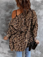 Dim Gray Leopard Open Front Hooded Jacket Trends