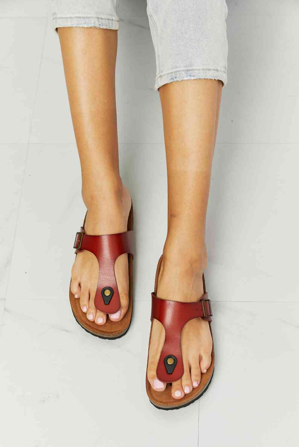 Light Gray MMShoes Drift Away T-Strap Flip-Flop in Red Shoes