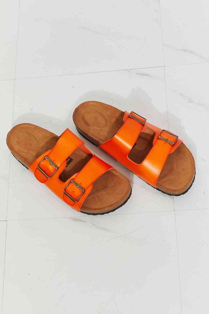 Light Gray MMShoes Feeling Alive Double Banded Slide Sandals in Orange Shoes