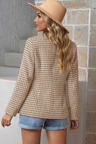 Rosy Brown Houndstooth Double-Breasted Blazer Clothes