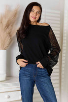 Dark Slate Gray Double Take Round Neck Raglan Sleeve Blouse Holiday