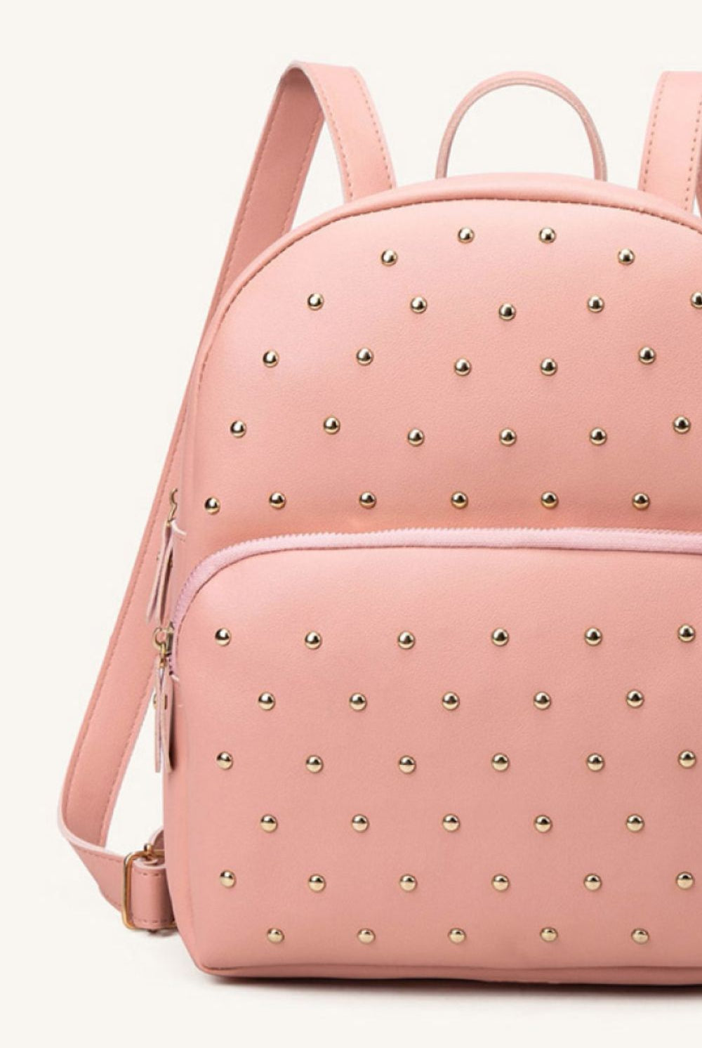 Pink Studded PU Leather Backpack Handbags