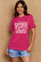 Rosy Brown Simply Love Full Size CREATE HAPPINESS Graphic Cotton T-Shirt Graphic Tees
