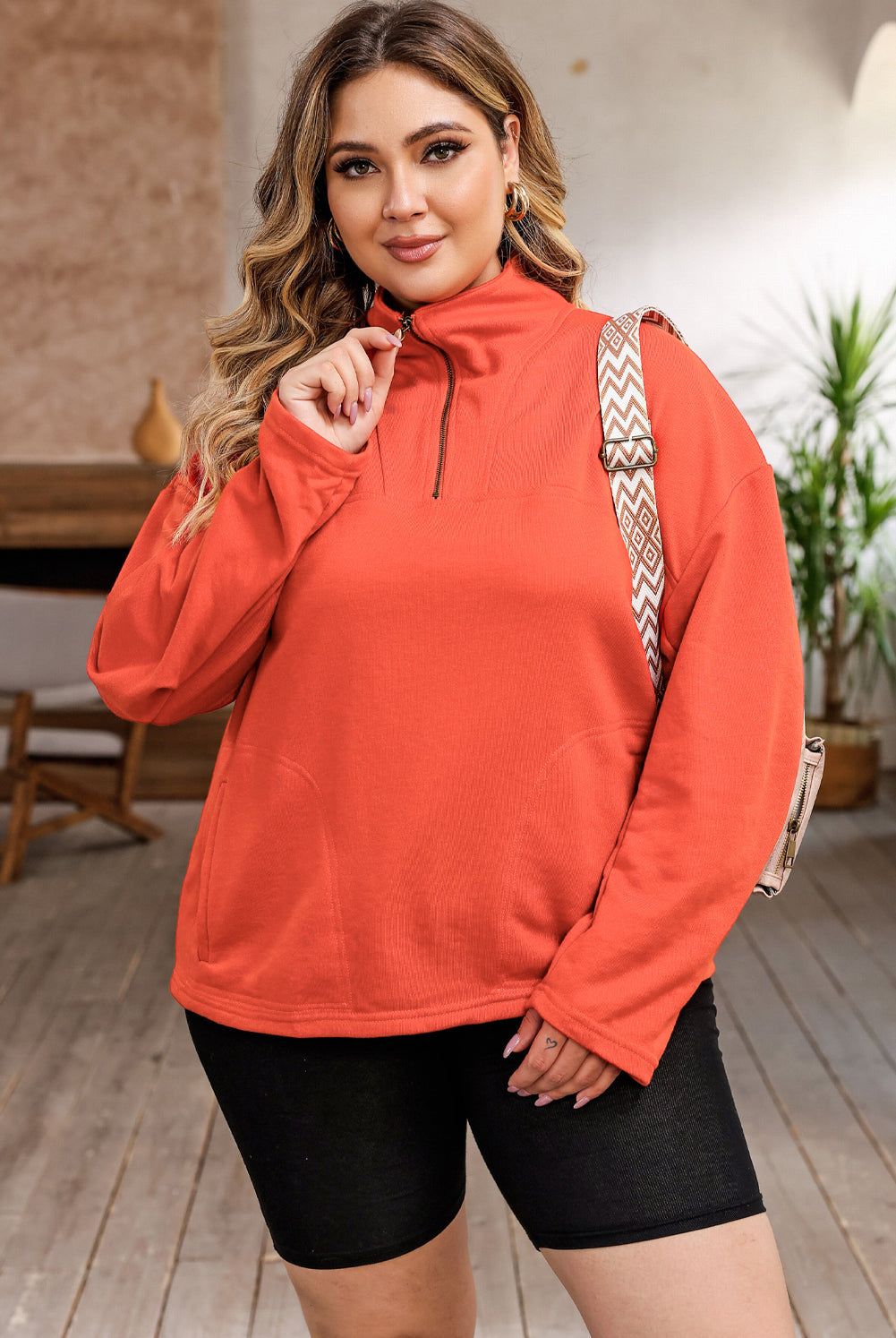 Sienna Plus Size Zip-Up Dropped Shoulder Sweatshirt Clothing