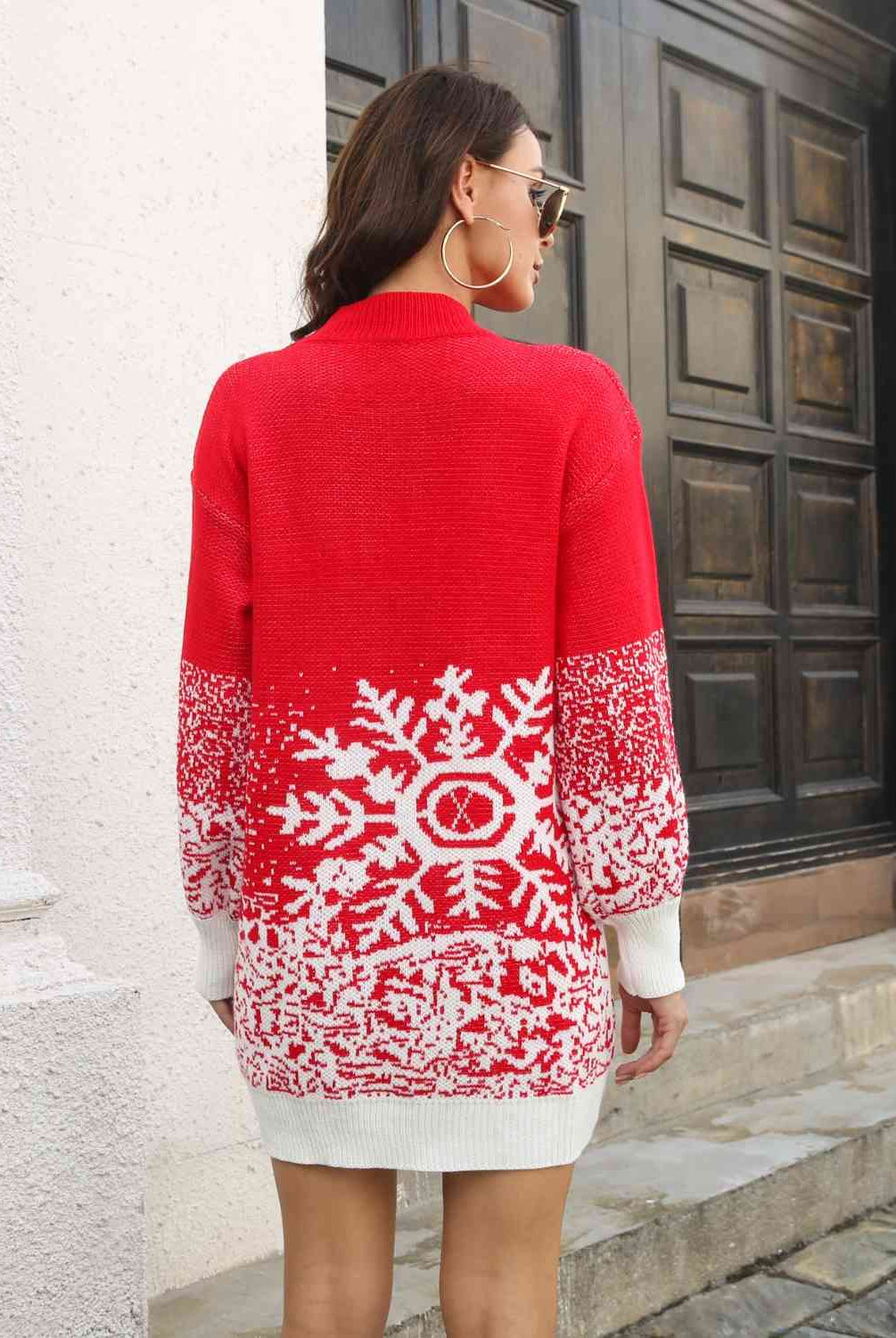 Light Gray Snowflake Pattern Sweater Dress Gifts