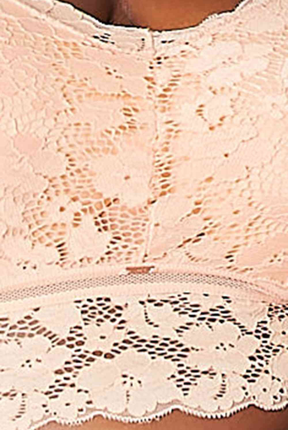 Peach Puff JadyK Juliette Full Size Crisscross Lace Bralette Work Attire