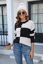 Gray Color Block Round Neck Dropped Shoulder Sweater Capsule