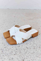 Light Gray Weeboo Step Into Summer Criss Cross Wooden Clog Mule in White Shoes