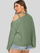 Light Gray Plus Size Cold-Shoulder Tied Top Clothing