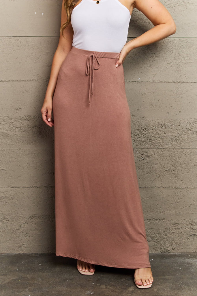 Dim Gray Culture Code For The Day Full Size Flare Maxi Skirt in Chocolate Clothing