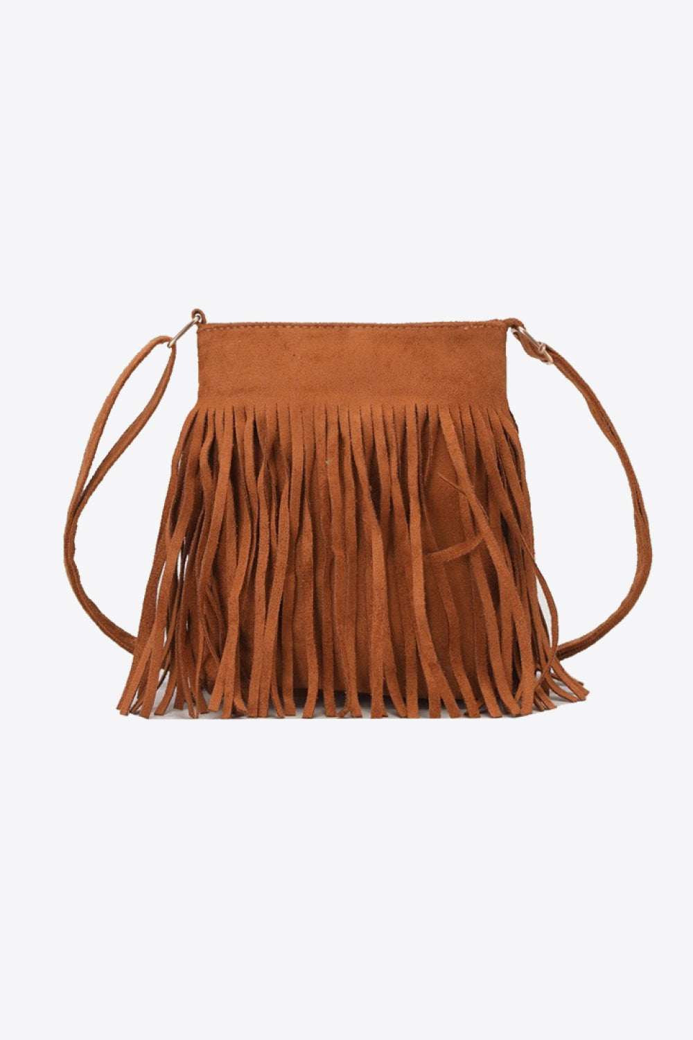 Saddle Brown Adored PU Leather Crossbody Bag with Fringe Handbags