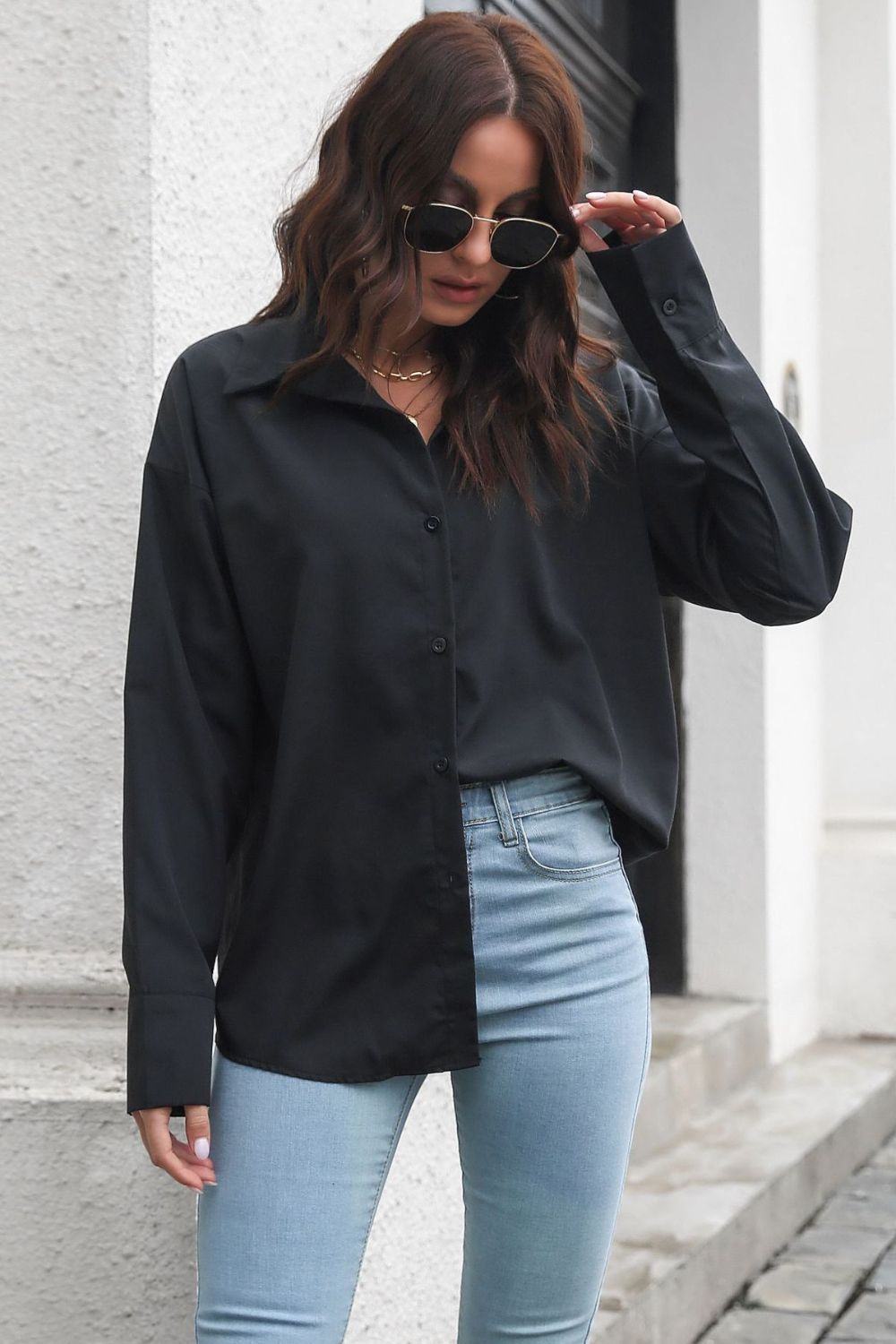 Light Gray Dropped Shoulder Longline Shirt Clothing