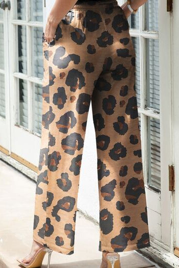 Light Gray Leopard Wide Leg Pants Trends