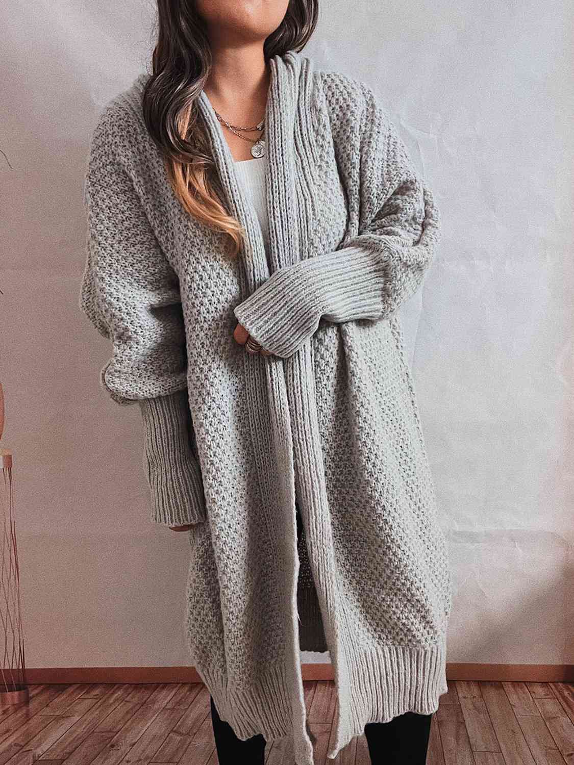 Dark Gray Open Front Longline Cardigan Holiday