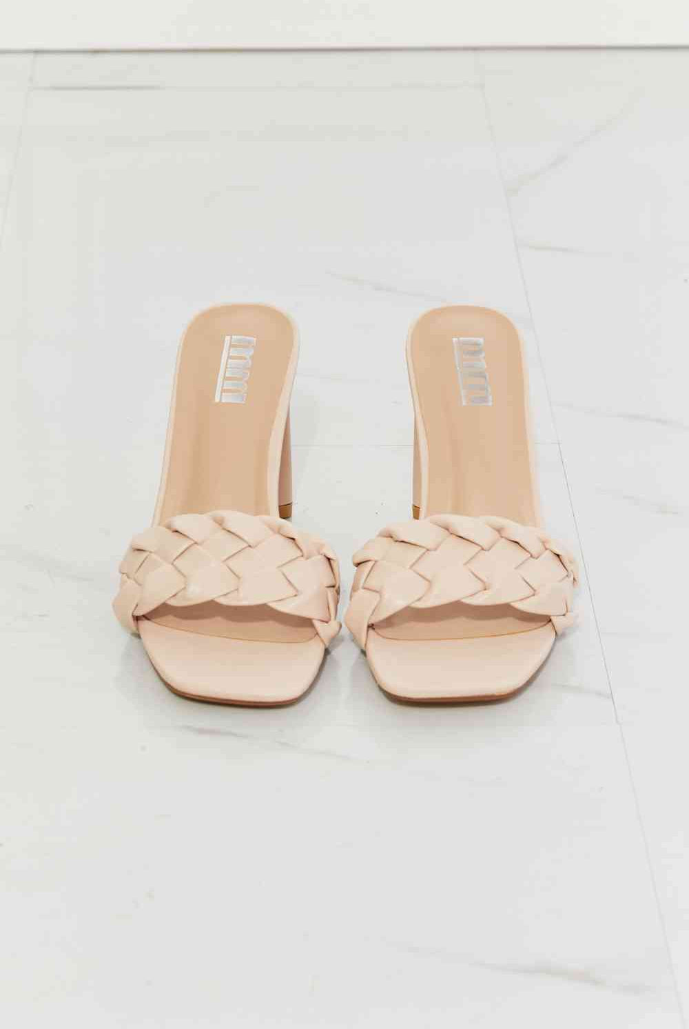 Light Gray MMShoes Top of the World Braided Block Heel Sandals in Beige Shoes