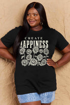 Tan Simply Love Full Size CREATE HAPPINESS Graphic Cotton T-Shirt