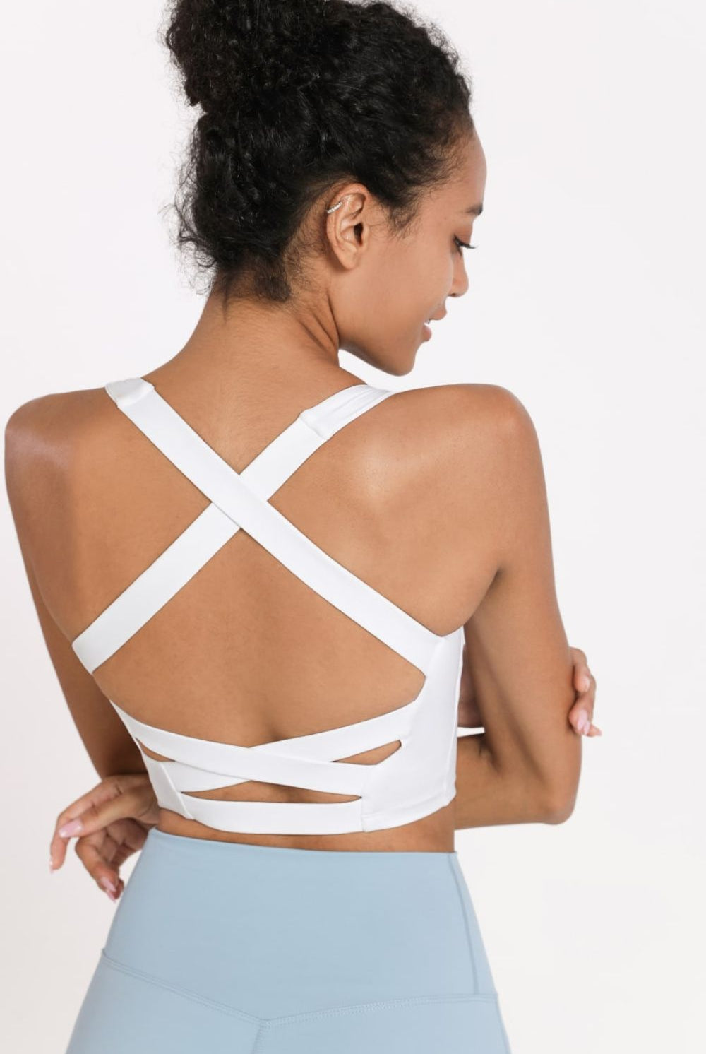Light Gray Never Miss Crisscross Open Back Cropped Sports Cami activewear