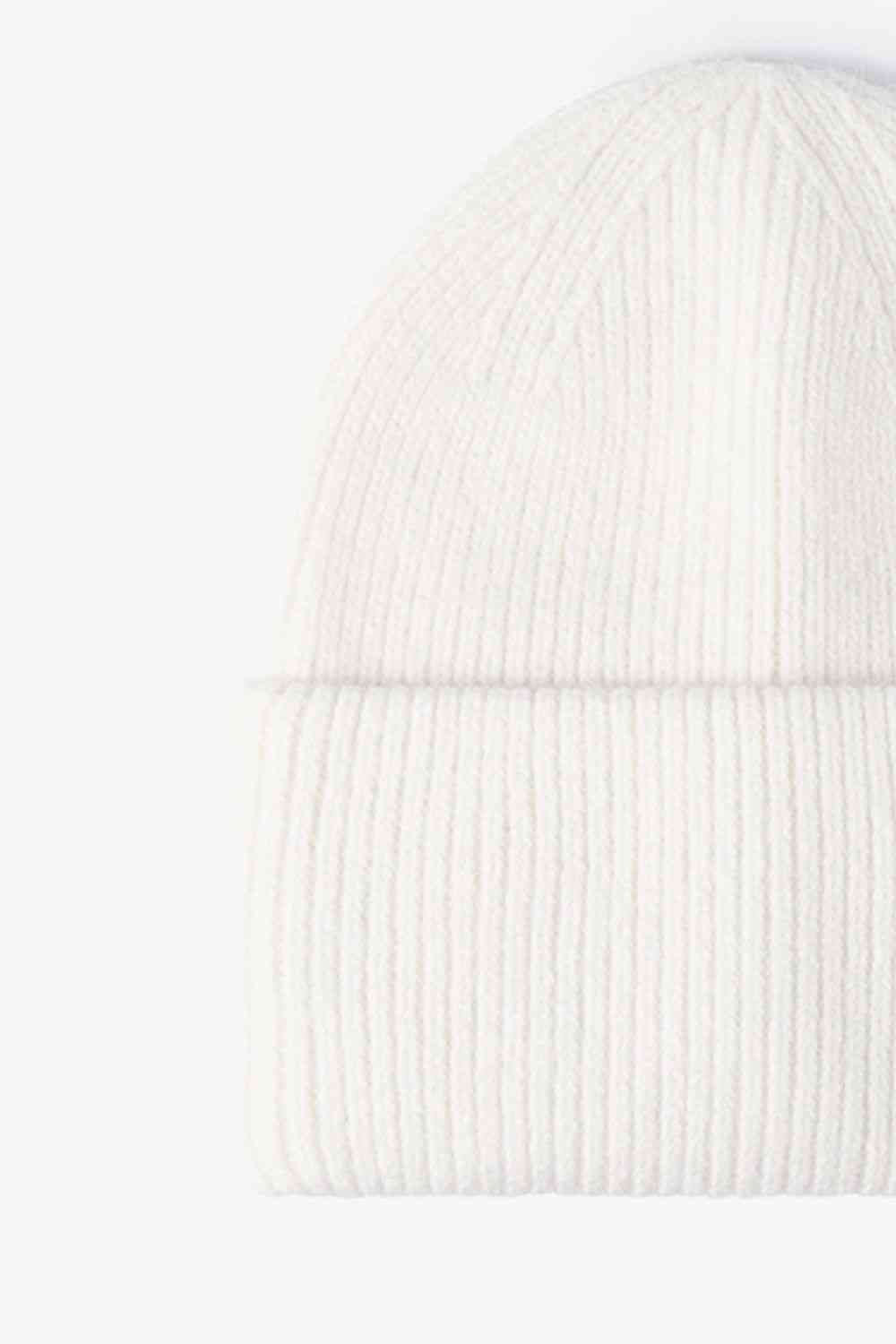 White Smoke M Rib-Knit Cuff Beanie Winter Accessories