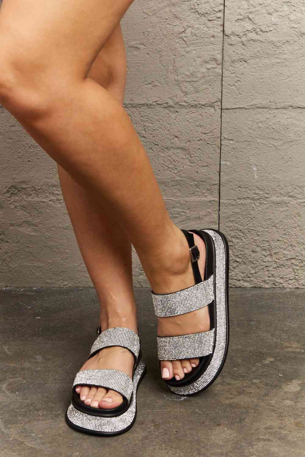Dim Gray Glitz & Glam Platform Rhinestone Slingback Sandal Sandals