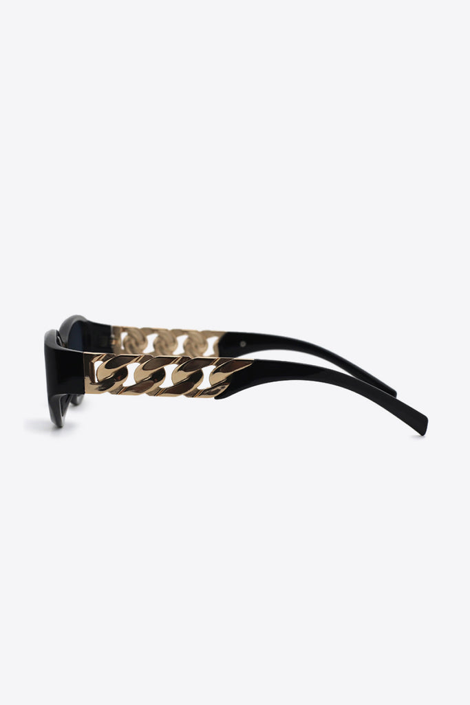 White Smoke Chain Detail Temple Cat Eye Sunglasses Sunglasses
