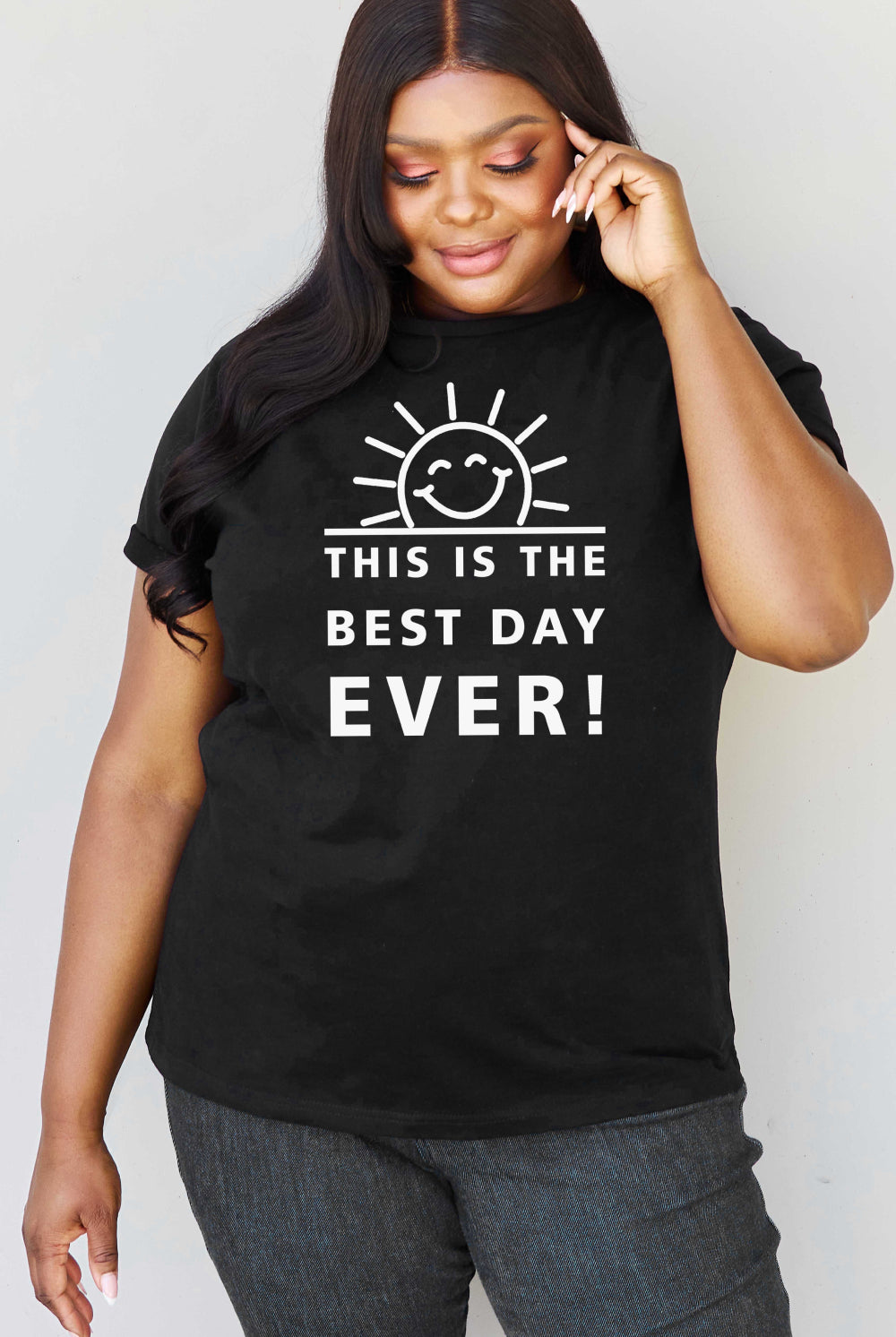 Black Simply Love Full Size THIS IS THE BEST DAY EVER! Graphic Cotton T-Shirt Graphic Tees