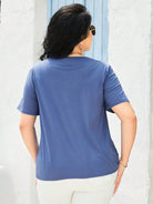 Light Gray Plus Size Cutout Short Sleeve Top