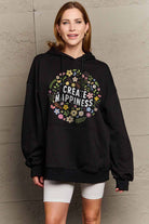 Black Simply Love Simply Love Full Size CREATE HAPPINESS Graphic Hoodie Sweatshirts